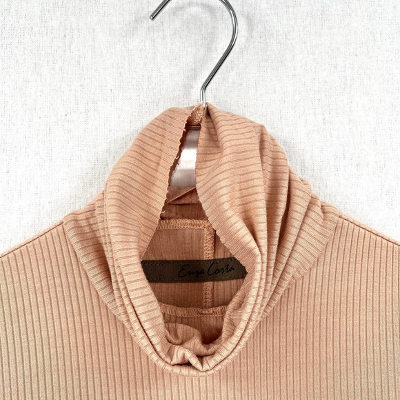 ENZA COSTA Silk Rib Dress Womens Medium Pink Turtleneck Long Sleeve Midi NEW - Picture 11 of 15